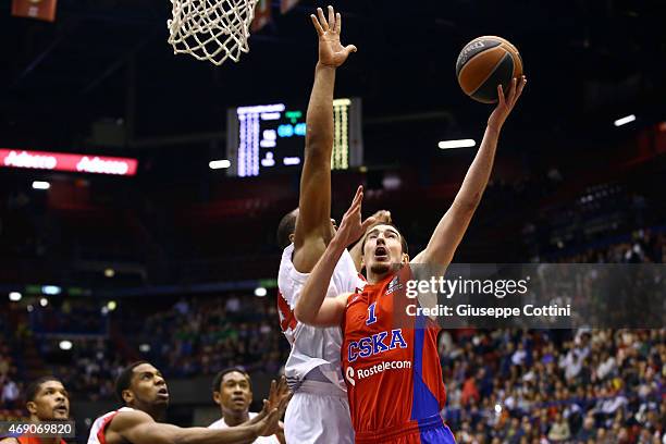 Nando De Colo, #1 of CSKA Moscow in action during the Turkish Airlines Euroleague Basketball Top 16 Date 14 game between EA7 Emporio Armani Milan v...