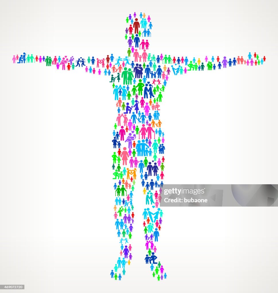 Vitruvian man Male Body vector family pattern Background