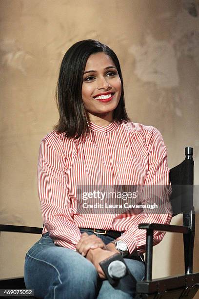 Freida Pinto attends AOL BUILD Speaker Series with the cast of "Desert Dancer" at AOL Studios on April 9, 2015 in New York City.