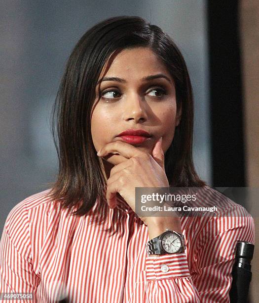 Freida Pinto attends AOL BUILD Speaker Series with the cast of "Desert Dancer" at AOL Studios on April 9, 2015 in New York City.