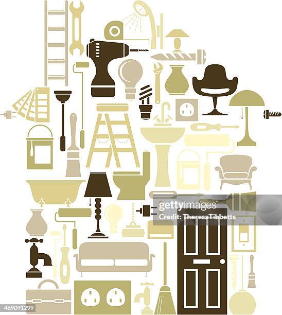 new home - wallpaper brush stock illustrations