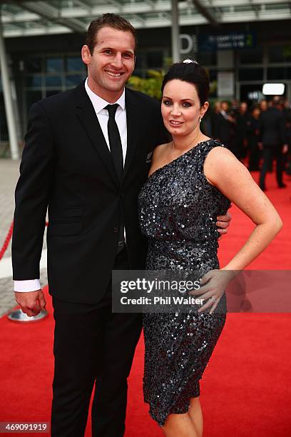 Kieran and Bridget Read pose on the red carpet ahead of the Westpac Halberg Awards at Vector Arena on February 13, 2014 in Auckland, New Zealand.