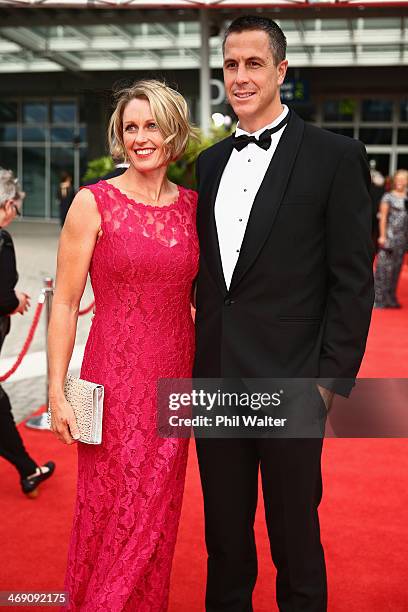 Sonia and Rob Waddell pose on the red carpet ahead of the Westpac Halberg Awards at Vector Arena on February 13, 2014 in Auckland, New Zealand.