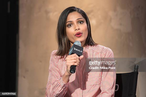 Actress Freida Pinto attends the AOL BUILD Speaker Series: The Cast Of "Desert Dancer" at AOL Studios In New York on April 9, 2015 in New York City.
