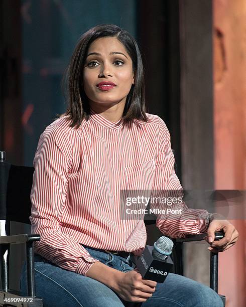 Actress Freida Pinto attends the AOL BUILD Speaker Series: The Cast Of "Desert Dancer" at AOL Studios In New York on April 9, 2015 in New York City.