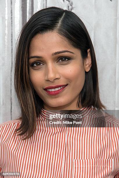 Actress Freida Pinto attends the AOL BUILD Speaker Series: The Cast Of "Desert Dancer" at AOL Studios In New York on April 9, 2015 in New York City.