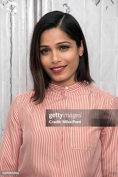 Actress Freida Pinto attends the AOL BUILD Speaker Series: The Cast Of "Desert Dancer" at AOL Studios In New York on April 9, 2015 in New York City.