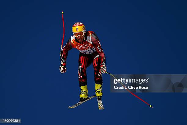 Ivica Kostelic of Croatia in action during a training session for the Alpine Skiing Men's Super Combined Downhill on day 6 of the Sochi 2014 Winter...