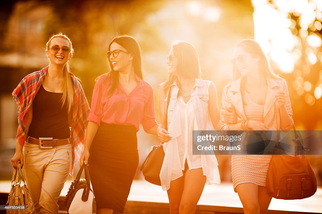 Women Walk In Cheerful Elegant Women Taking A Walk In The City High-Res Stock Photo ...
