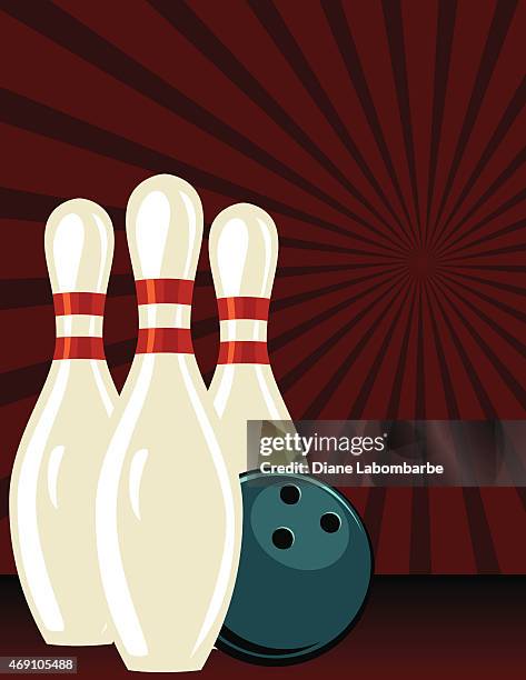 retro style bowling tournament poster template - bowling pin stock illustrations