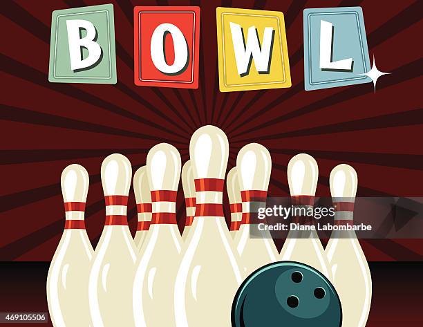 stockillustraties, clipart, cartoons en iconen met retro style bowling poster - bowlen