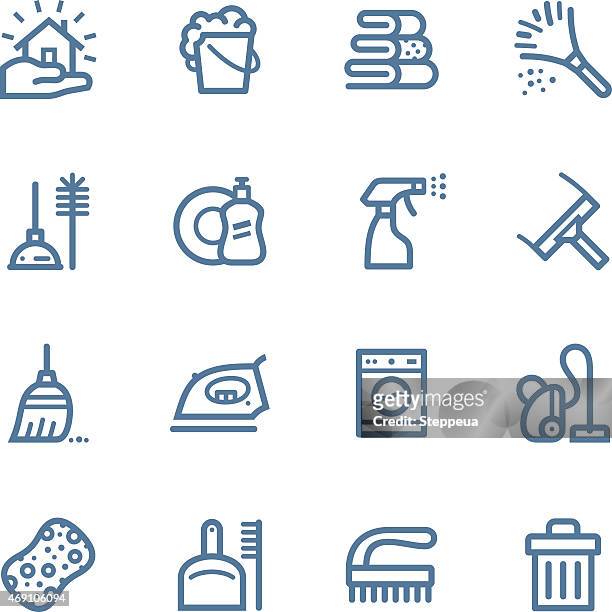 cleaning line icons - 清掃用具 幅插畫檔、美工圖案、卡通及圖標