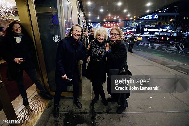 Cherry Jones, Penny Fuller and Elizabeth Ashley attend "Wolf Hall" Opening Night curtain call at Winter Garden Theatre on April 9, 2015 in New York...