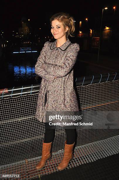 Actrice Hilde Dalik poses for a photograph during the after party for the Austrian premiere of 'Das Finstere Tal' at Badeschiff on February 11, 2014...