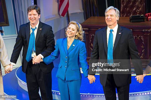 Actors Tom Galantich, Kerry Butler and Duke Lafoon attend "Clinton The Musical" Opening Night at New World Stages on April 9, 2015 in New York City.