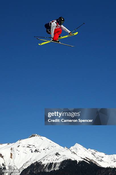 Joss Christensen of the United States competes in the Freestyle Skiing Men's Ski Slopestyle Finals during day six of the Sochi 2014 Winter Olympics...