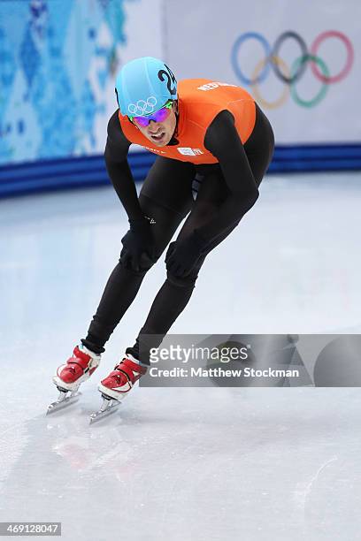 Niels Kerstholt of the Netherlands competes in the Short Track Men's 1000m Heats on day 6 of the Sochi 2014 Winter Olympics at at Iceberg Skating...