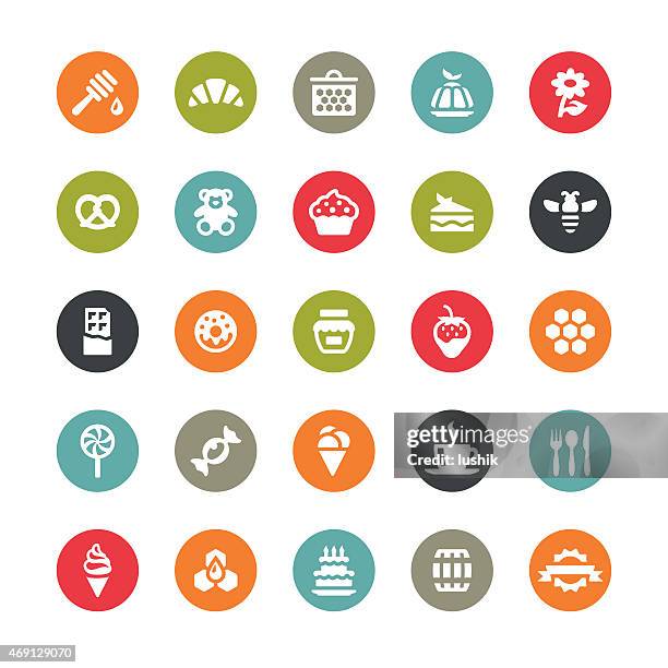 sweet food vector icons / ringico series - whip cream dollop stock illustrations
