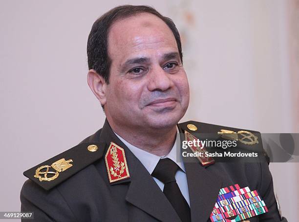 Egypt's Minister of Defense, First Deputy Prime Minister and likely presidential candidate, Field Marshal Abdel Fattah el-Sisi meets with Russian...