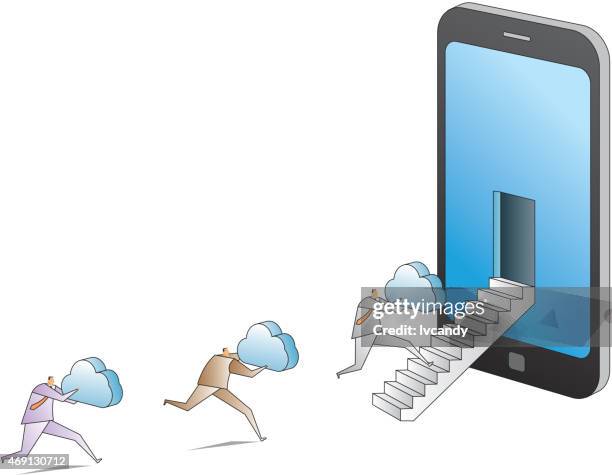 cloud computing - suit fitting stock illustrations