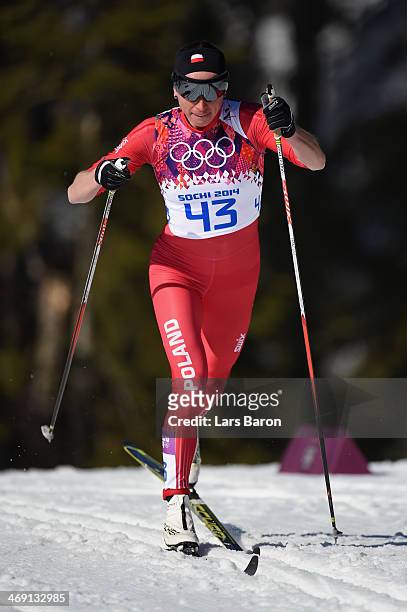 Justyna Kowalczyk of Poland competes in the Women's 10 km Classic during day six of the Sochi 2014 Winter Olympics at Laura Cross-country Ski &...