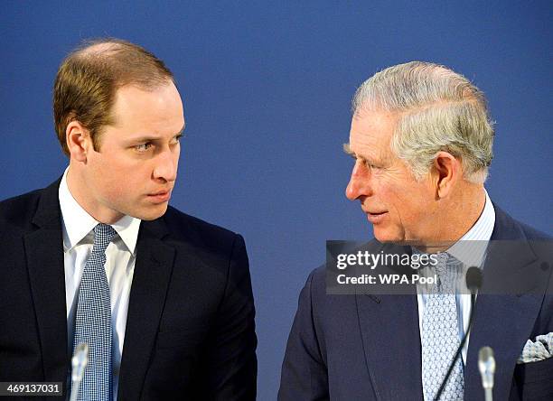 Prince William, Duke of Cambridge and Prince Charles, Prince of Wales listen to speeches by foreign leaders at the Illegal Wildlife Trade Conference...