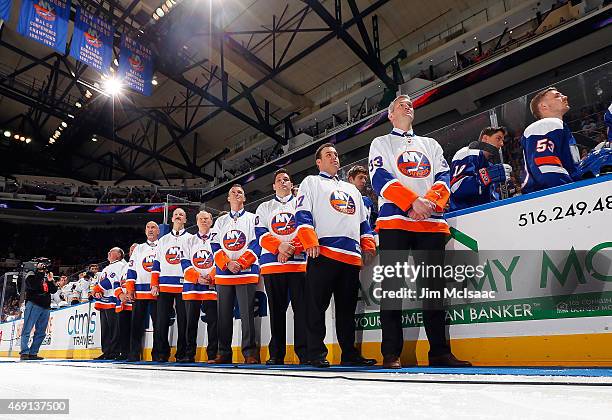 Former New York Islanders Ed Westfall, Gary Howatt, Bobby Nystrom, Ken Morrow, Butch Goring, Piere Turgeon, Steve Webb, Shawn Bates and Eric Cairns...