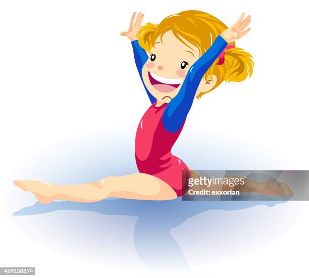illustrations, cliparts, dessins animés et icônes de petite fille faisant gymnastique split - gymnastique sportive