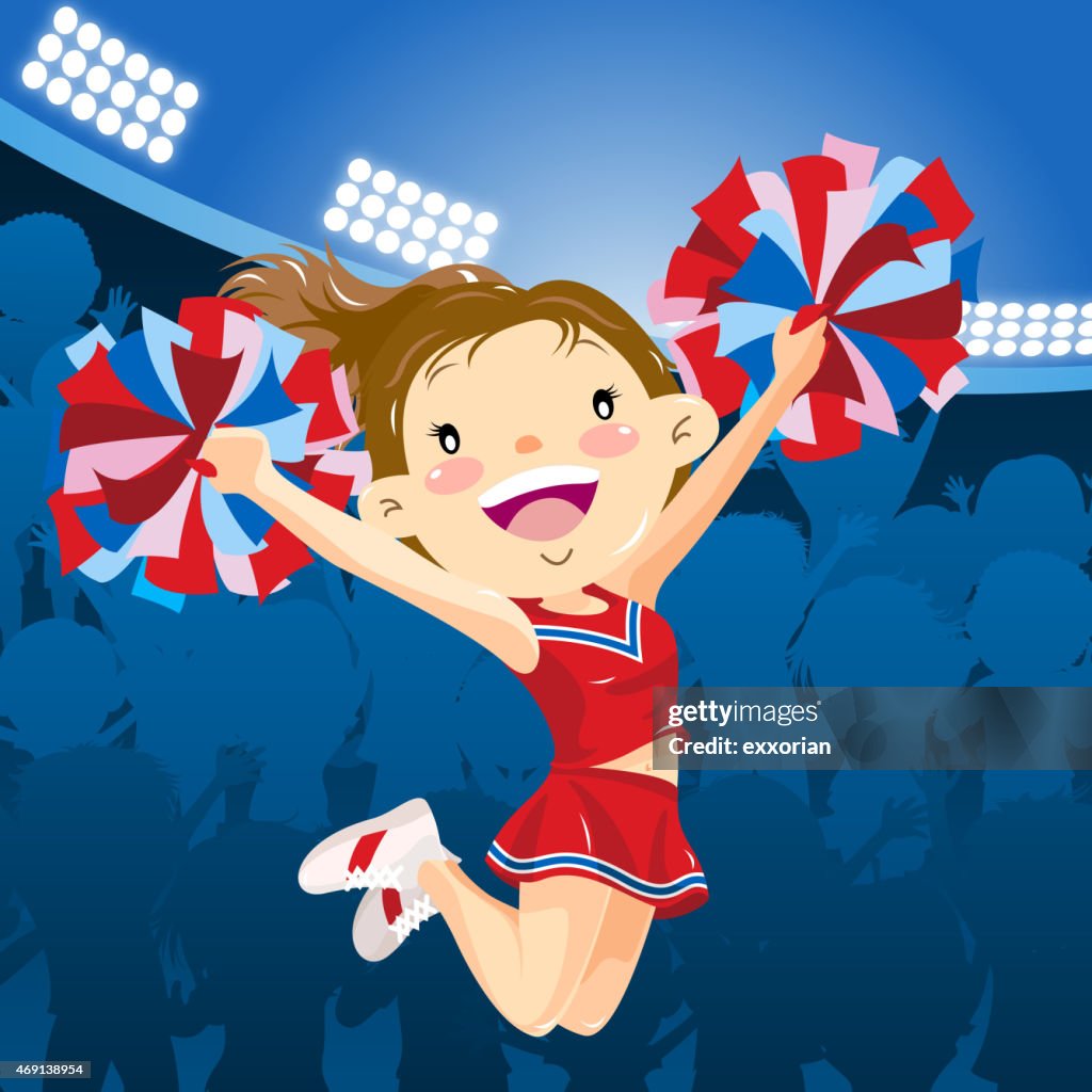 Cheerleader performing im Stadion