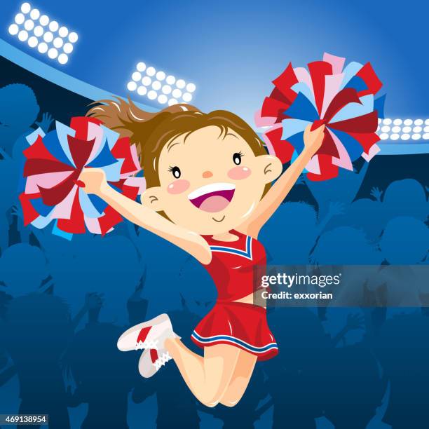 cheerleader performing at the stadium - pep rally stock illustrations
