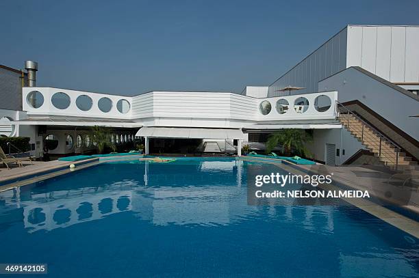 View of a pool at the Mendes Plaza Hotel in Santos, some 70 km from Sao Paulo, which will host Costa Rica's national football team during the FIFA...