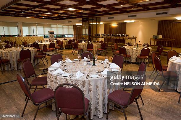 View of the restaurant at the Mendes Plaza Hotel in Santos, some 70 km from Sao Paulo, which will host Costa Rica's national football team during the...