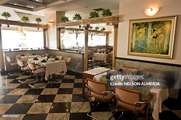 View of the restaurant of the Parque Balneario Hotel in Santos, some 70 km from Sao Paulo, which will host Mexico's national football team during the...