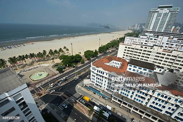 View of the city of Santos, 70 km from Sao Paulo, which will host Mexico's national football team during the FIFA World Cup Brazil 2014, on February...