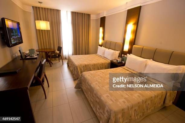 View of a room of the Parque Balneario Hotel in Santos, some 70 km from Sao Paulo, which will host Mexico's national football team during the FIFA...