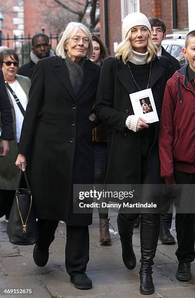 Vanessa Redgrave and Joely Richardson attend the funeral of actor Roger Lloyd-Pack at St Paul's Church on February 13, 2014 in London, England.