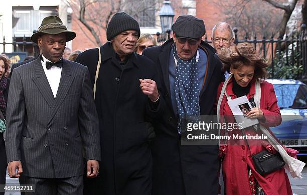 Guest, Paul Barber, John Challis and Sue Holderness attends the funeral of actor Roger Lloyd-Pack at St Paul's Church on February 13, 2014 in London,...