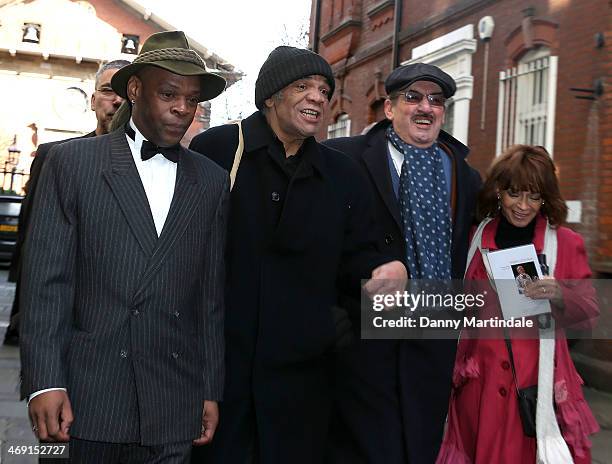 Guest, Paul Barber, John Challis and Sue Holderness attends the funeral of actor Roger Lloyd-Pack at St Paul's Church on February 13, 2014 in London,...