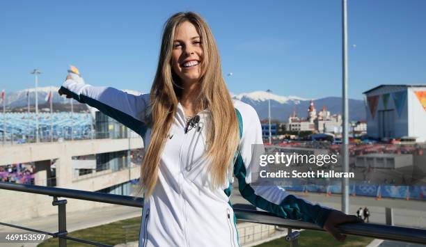 Torah Bright of the Australian Snowboard team poses in the Olympic Park during the Sochi 2014 Winter Olympics on February 13, 2014 in Sochi, Russia.