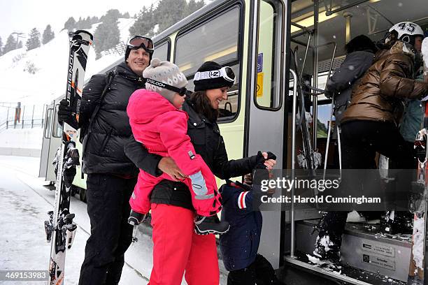 Prince Joachim of Denmark, Princess Athena of Denmark and Princess Marie of Denmark meet the press, whilst on skiing holiday in Villars on February...