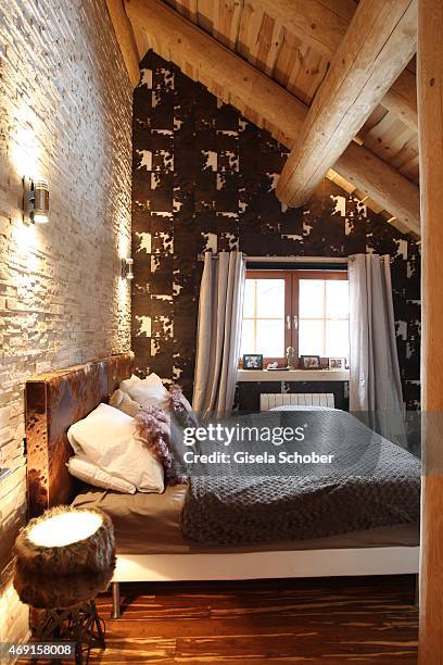 Bedroom is seen in the house of Carmen and Robert Geiss and their family during a photo shooting on December 13, 2014 in Valberg, France.