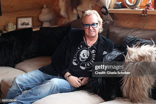 Robert Geiss poses during a photo shooting in his house on December 13, 2014 in Valberg, France.