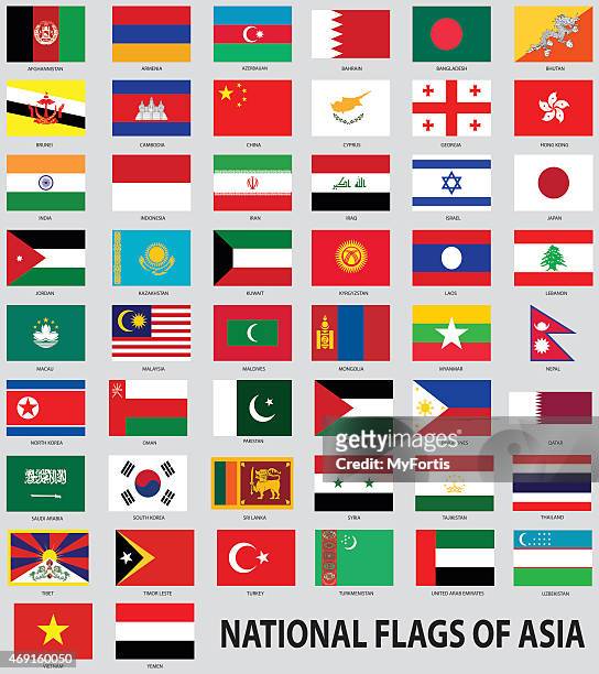 national flags of the asia - asia flags stock illustrations