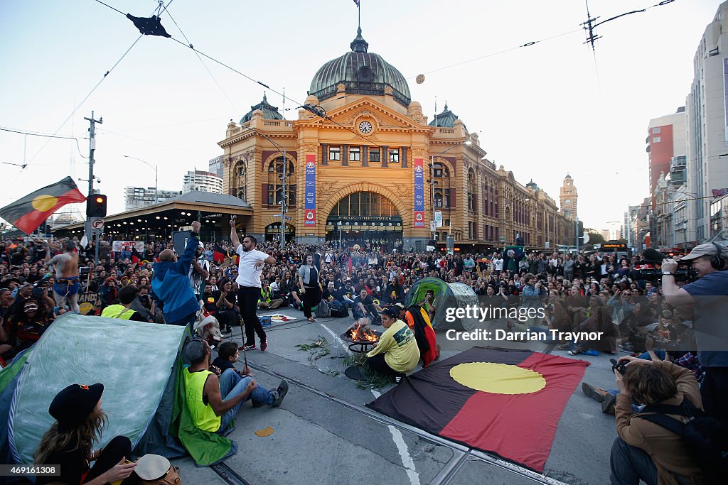 Aboriginal Rights Activists Stage A Rally In Melbourne's CBD