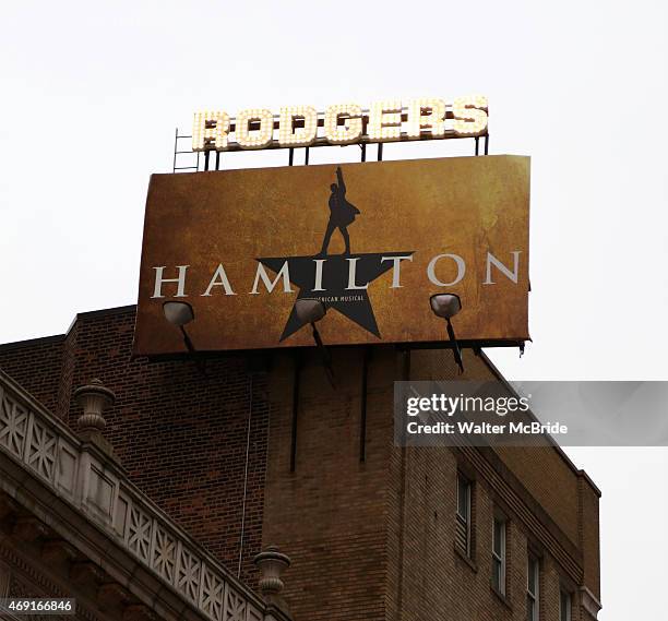 Hamilton' Theatre Marquee unveiling. The new Lin-Manuel Miranda musical which explores the life of one of America's founding fathers, moves into its...