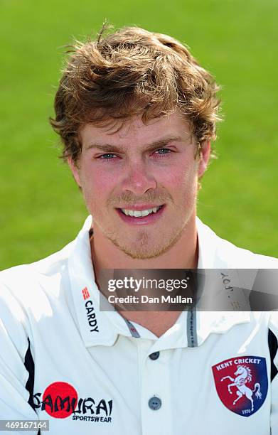 Sam Northeast of Kent poses during the Kent CCC Photocall on April 10, 2015 in Canterbury, England.
