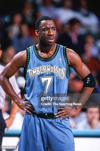 Terrell Brandon of the Minnesota Timberwolves during the game against the Charlotte Hornets on December 15, 1999 at Charlotte Coliseum in Charlotte,...