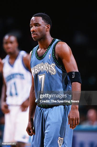 Terrell Brandon of the Minnesota Timberwolves during the game against the Charlotte Hornets on December 15, 1999 at Charlotte Coliseum in Charlotte,...