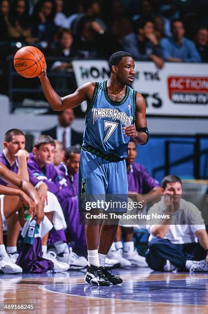 Terrell Brandon of the Minnesota Timberwolves during the game against the Charlotte Hornets on December 15, 1999 at Charlotte Coliseum in Charlotte,...