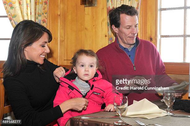 Princess Marie of Denmark Princess Athena of Denmark and Prince Joachim of Denmark meet the press, whilst on skiing holiday in Villars on February...